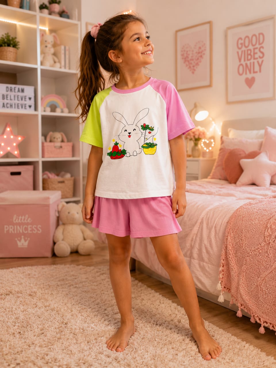 Pyjama enfant en coton – Ensemble t-shirt et short imprimé (4 modèles)