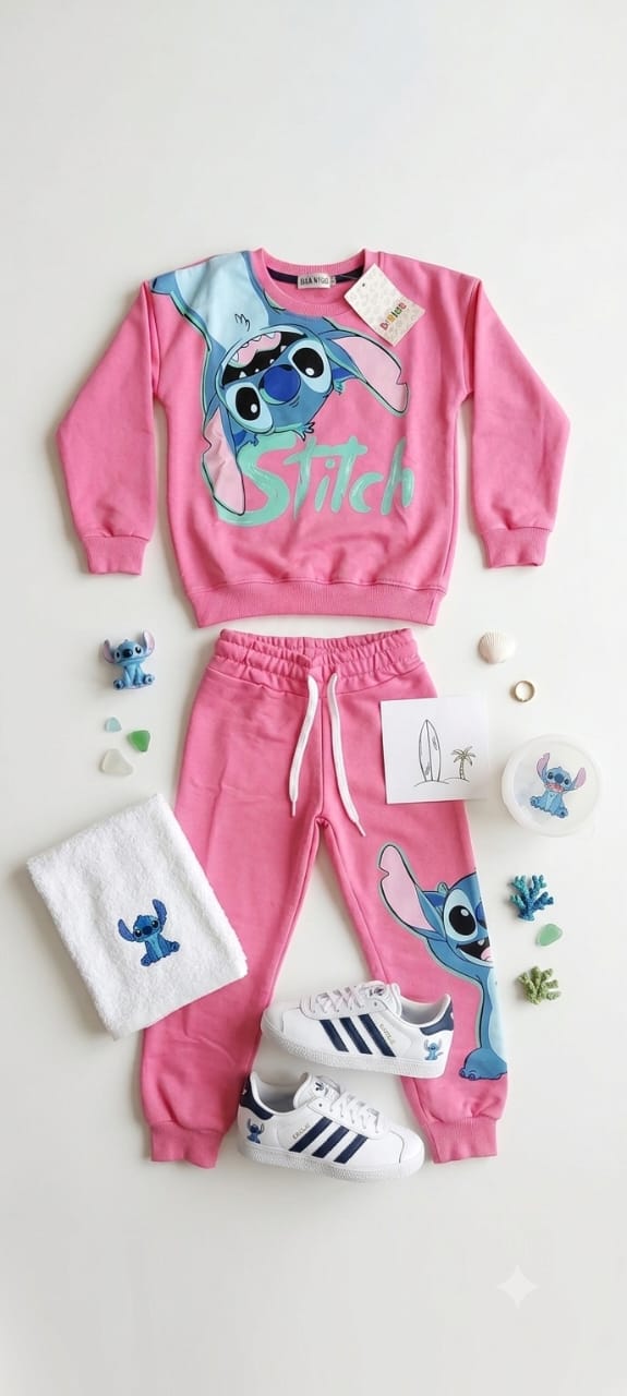 Ensemble Survêtement Enfant en Coton – Sweat & Pantalon Motifs Dessins Animés