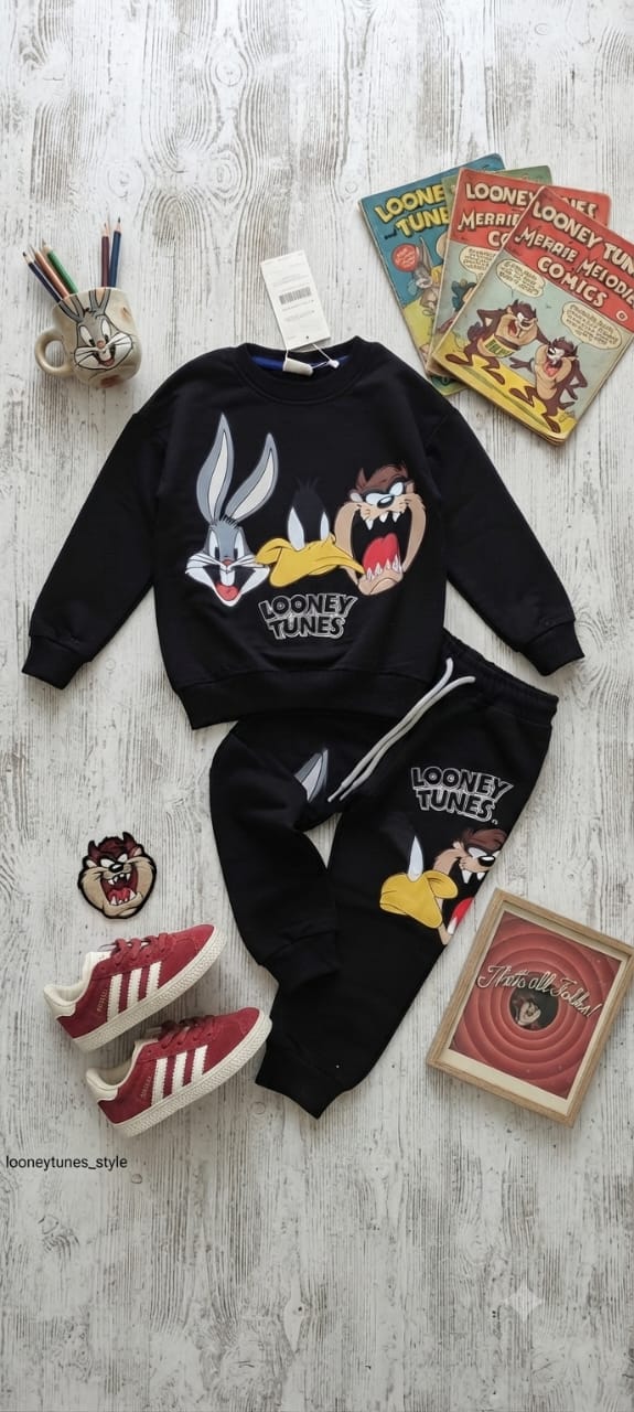 Ensemble Survêtement Enfant en Coton – Sweat & Pantalon Motifs Dessins Animés