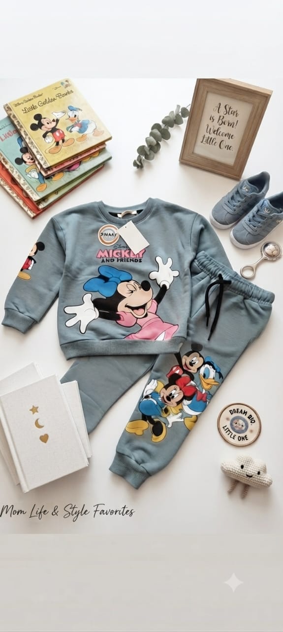 Ensemble Survêtement Enfant en Coton – Sweat & Pantalon Motifs Dessins Animés