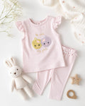 Ensemble bébé fille en coton – Lot de 3 modèles manches volantées