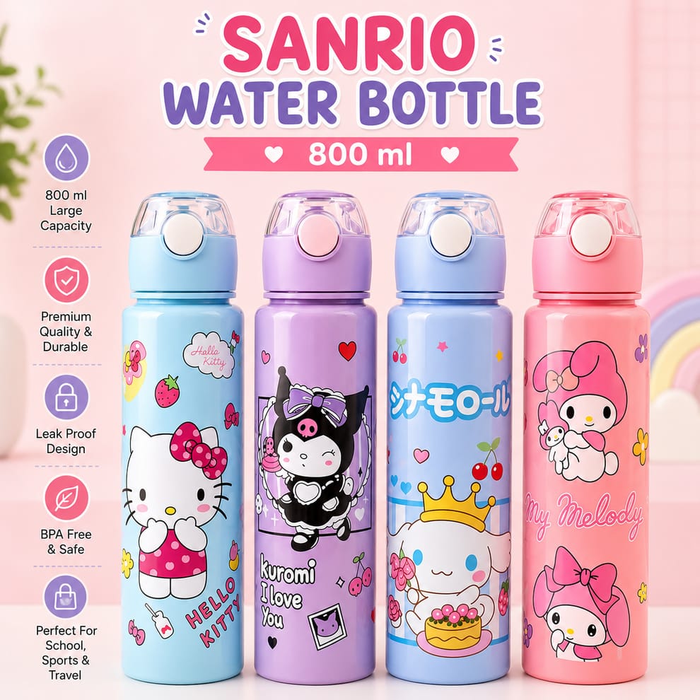 Gourde isotherme 800 ml Sanrio – Bouteille d’eau étanche avec poignée