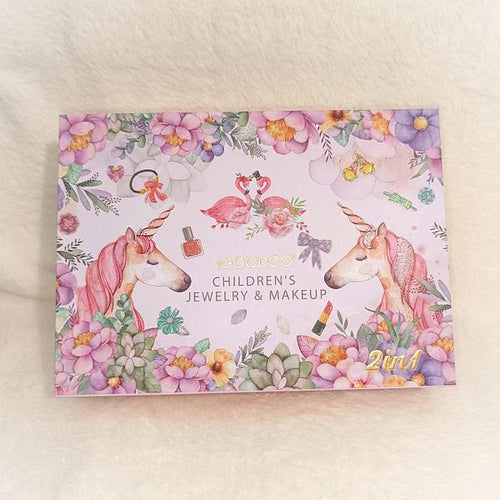 Coffret Beauté & Bijoux Licorne 2-en-1 pour Enfant – Maquillage Complet avec Accessoires
