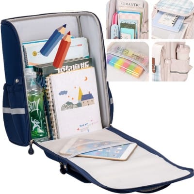 Sac à Dos Scolaire Orthopédique à Carreaux – Grande Capacité