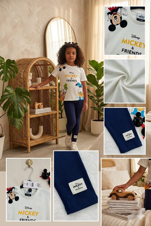 Ensemble Disney Enfant – T-shirt Mickey ou Minnie & Legging Confortable